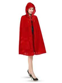 1pc Party Small Red Riding Hood Cloak, Red Fairy Princess Robe Costume, Suitable For Various Festive Occasions & Role Play3. Prom Halloween - Red - View 4