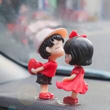 2pcs Heart Couple Car Ornament Car Decoration Ornament,Valentine's Day Gift, Valentine's Day Car Decoration - Red - View 2