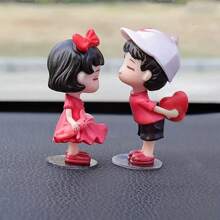 2pcs Heart Couple Car Ornament Car Decoration Ornament,Valentine's Day Gift, Valentine's Day Car Decoration - Red - View 4