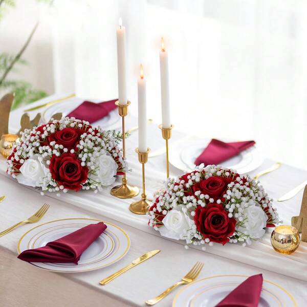 1pc Artificial Baby Breath Flower Balls, Faux Rose Flowers Arrangement Bouquet Wedding Centerpieces Event Party Table Home Decor Room Decoration