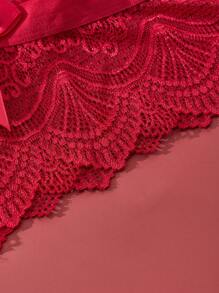 3PCS Plus Size damska bielizna koronkowa stringi kokarda seksowna bielizna jednolity kolor przezroczyste tangas elastyczne wygodne majtki dla kobiet czarny biały czerwony stringi z tyłu kokarda majtki