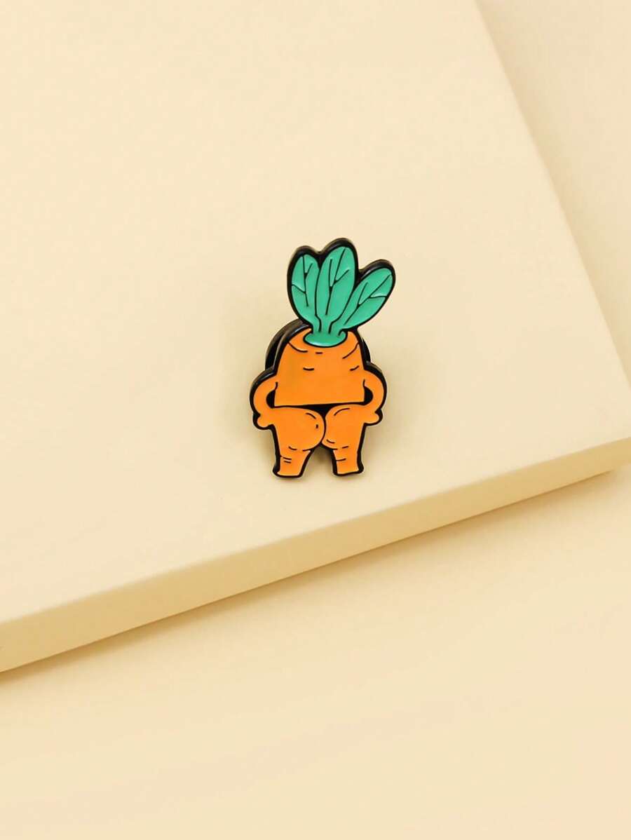 1pc Creative Carrot Shaped Cartoon Brooch - Multicolor - View 1