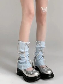 1Pair Night Class Practice Room Socks In Autumn And Winter Bow Ballet Style JK Calf Cover Mid-Cylinder Lolita Stacking Socks For Women - Multicolor - View 9