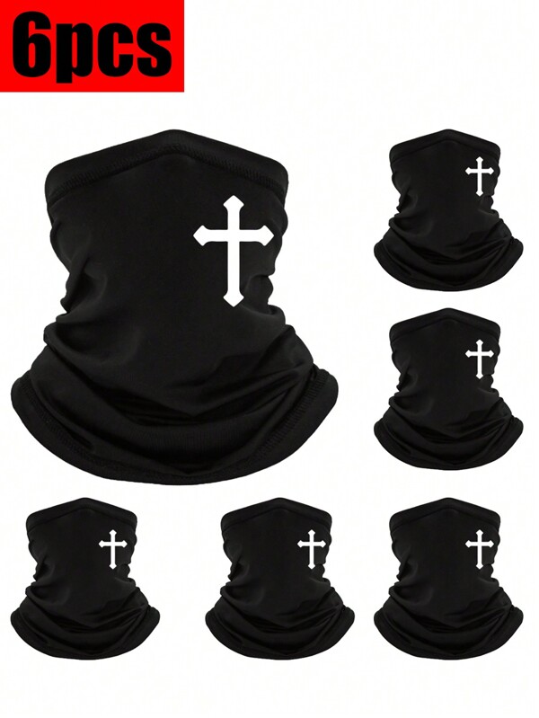 6pcs/1pc Cross Print Máscara Facial de Verão Para Homens Pescoço Polainas Cachecol Cobertura Facial Balaclava Pesca Ciclismo Corrida Máscaras À Prova de Vento Bandana
