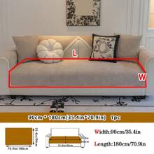 1pc Universal Four Seasons Chenille Houndstooth Sofa Cushion, Minimalist Modern Style Soft Skin Friendly Pet Friendly Anti-Stain Non Slip Sofa Cover, Anti-Cat Scratch Sofa Protector For L-Shaped Combination Sofa And 1/2/3/4-Seat Sofa In Living Room (Sold Separately) - Khaki - View 10