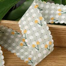 Cinta a cuadros impresa por ambos lados, accesorio de pelo hecho a mano en forma de lazo, flor para el cuello, decoración de sombrero, encaje a cuadros para acolchar