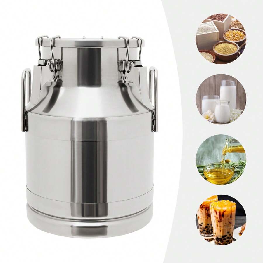 201 Stainless Steel 10L Milk Jug Sealed Bucket - Bạc - Xem 1