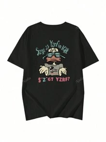 Women's Summer Loose Fit Round Neck Cute Duck Cartoon Print T-Shirt