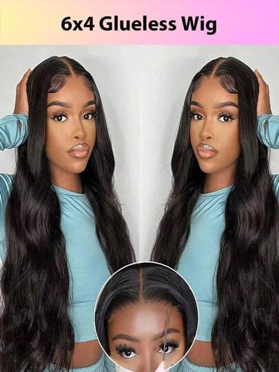 Glueless Wigs Human Hair Pre Plucked Pre Cut For Beginners 6X4 Body Wave Lace Front Wigs With HD Lace Closure Human Hair Wigs 180% Density No Glue Pre Cut