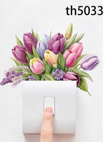 1 Stück abnehmbare kreative Tulpe Schalter Aufkleber, grüne Pflanze Blume Wandaufkleber, grüne Blatt Aufkleber Schalter Aufkleber, dekorative Kunst Wandbilder für Wohnzimmer, Schlafzimmer, Badezimmer, Küche, Heimdekoration (16 STIL), Aufkleber, Wandtattoo, Vinyl Aufkleber für Heimdekoration, Frühlingsdekoration Artikel um Ihr Zuhause aufzufrischen, Rama Dekorations Aufkleber, Valentinstag Dekorations Aufkleber