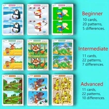 1 Set Educational Drawing Game - Find The Difference Concentration Training Cards, Erasable Paper Material, Progressive Difficulty Levels, Enhances Observation Skills, The Perfect Choice For New Year, Easter, Birthday Gifts, And Small Party Gifts