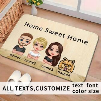 1 pezzo Tappeto decorativo con testo personalizzato, morbido, antiscivolo, protettivo per pavimenti, ideale per ingresso, soggiorno, camera da letto