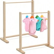 1 pezzo Appendiabiti per bambini in legno, Portabiti per vestirsi da bambini, Appendiabiti in legno per bambini, Organizer per vestiti dei bambini per casa, camera da letto, soggiorno, negozio di abbigliamento, San Valentino - Multicolore - Visualizzare 1