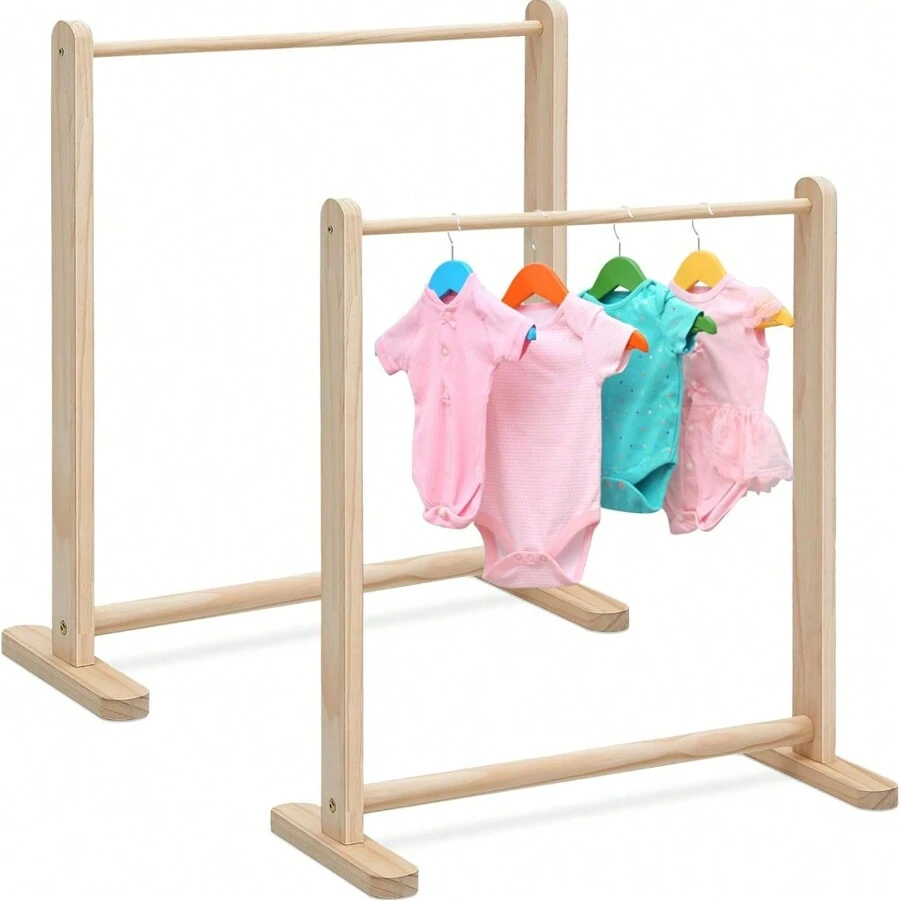 1 pezzo Appendiabiti per bambini in legno, Portabiti per vestirsi da bambini, Appendiabiti in legno per bambini, Organizer per vestiti dei bambini per casa, camera da letto, soggiorno, negozio di abbigliamento, San Valentino - Multicolore - Visualizzare 1