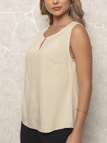 ALETHEIA - LIGHT AND COMFORTABLE TANK TOP IN VISCOSE FABRIC WITH DELICATE TUBE ON THE NECKLINE - WOMEN'S TOPS  TOPS - 米色 - 查看 4