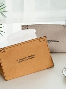 1 件牛皮纸风格纸巾盒架 - 多功能、防水、易清洁，适用于家庭、办公室、旅行、咖啡桌、餐桌、床边、工作站、梳妆台