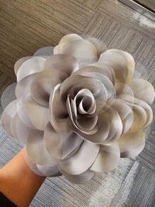 20 厘米夸张复古优雅双层雪纺面料花朵胸针，晚礼服、西装、主持人礼服装饰配件衣服包饰学校办公室配件衬衫夹克首饰圣诞节万圣节衣服别针有趣可爱的教师礼物