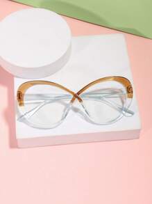 1 PC Teenagers 12-16Y Acrylic Color Clash Cross Cat Eye Fashion Glasses For Daily Reading Use - Multicolor - View 4