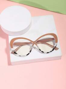 1 PC Teenagers 12-16Y Acrylic Color Clash Cross Cat Eye Fashion Glasses For Daily Reading Use - Multicolor - View 2