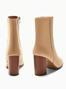 Womens Ankle Boots Pointed Toe Chunky Stacked Heel Side Zipper Dress Fall Booties Shoes