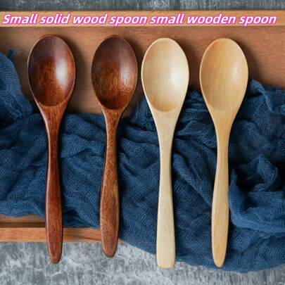 2pcs Wooden Serving Spoons 14cm, Wooden Tableware Spoons, Heat-Resistant Small Wooden Spoons