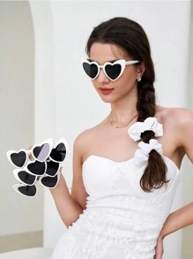 16pcs Wedding Party Bridesmaid Gift Set, Including Hair Scrunchies, Heart-Shaped Glasses, Suitable For Gifting To Women, Lovers, Family, Friends