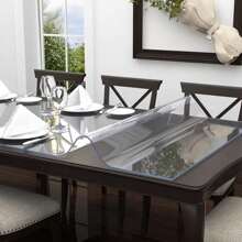 1mm Thick Transparent Table Cover Protector, Restaurant Dining Table Cover, Transparent Tablecloth Protector, Kitchen Wooden Table Pad Mat - Transparent-1.0mm - View 3