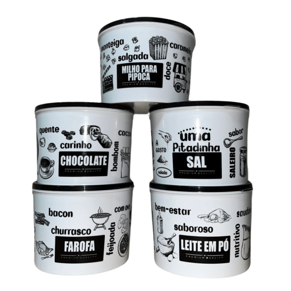 Kit Condimentos Herméticos Com Cinco Peças Linha Black 1 Litro