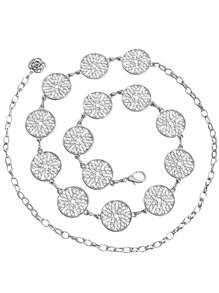 1pc Minimalist Waist Belt For Women, Versatile Fashion Waist Chain With Small Hollow Metal Circle Decor, Suitable For Dresses, Summer Summer, School Fall, Autumn, Halloween - Silver - View 3