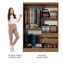 Ropero Closet Madesa Luke 2 Puertas Con Cajón Con Llave Color Marrón - Marrón - Ver 5