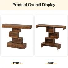 LITTLE TREE 42.5-Inch Modern Console Table, Narrow Wood Entryway Table Accent Table For Living Room, Hallway, Entrance - Brown - View 7