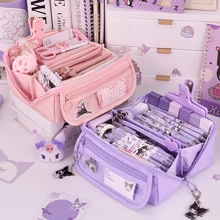 Sanrio Sanrio Kawaii Hello Kitty & Kuromi & Cinnamoroll & Melody Licensed 9-Layer Large Capacity Pencil Case,2025 Back To School Essential,Summer Travel/Dorm Room/Office Desk,School Supplies Upgrade,Extra Large Capacity For Pens/Art Supplies/Cosmetics,Waterproof Multi-Layer Internal Multi-Pocket Pencil Case,Back To School,School Supplies,Pencil Pouch,School Bag