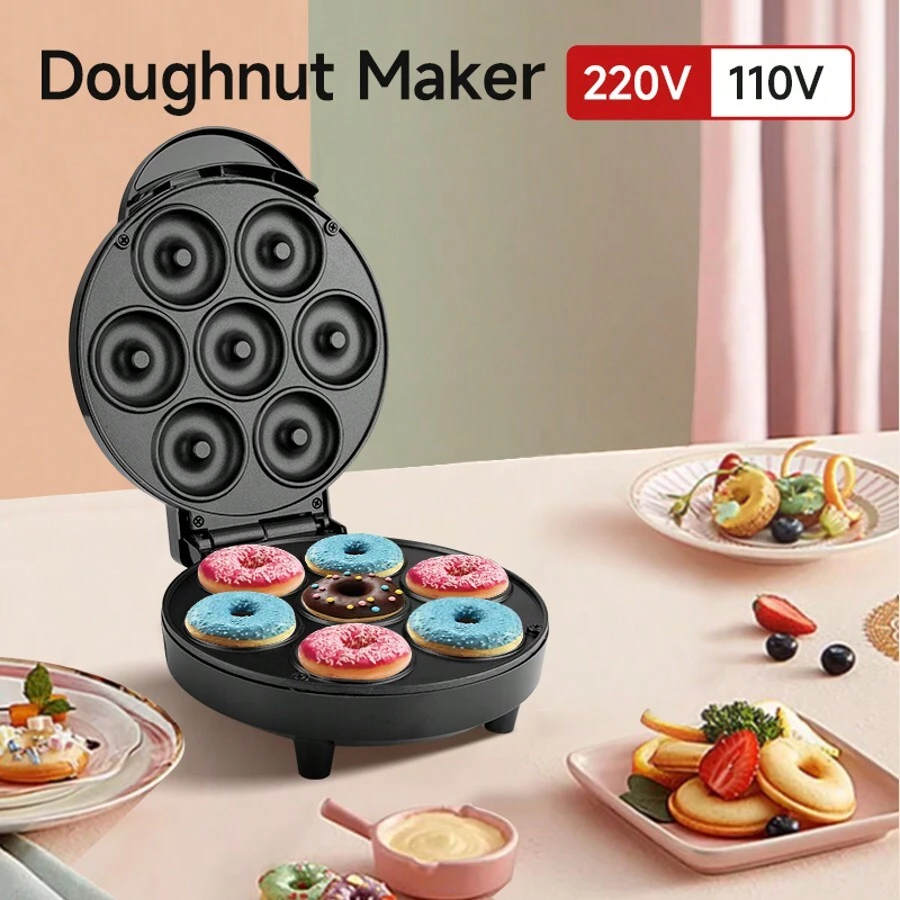Pembuat Donat Mini, Cocok untuk Sarapan, Camilan, Makanan Penutup, Lapisan Anti Lengket, Dapat Membuat 7 Donat Sekaligus, Mesin Donat untuk Penggunaan di Dapur dan Rumah - Steker Tipe AS A (110-127V) - View 1