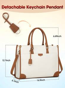 NEWHEY Laptop Bag For Women 15.6 Inch Laptop Tote Bag Waterproof Canvas Work Bag Lightweight Laptop Briefcase Professional Women Business Office Bag Travel Handbag Shoulder Bag