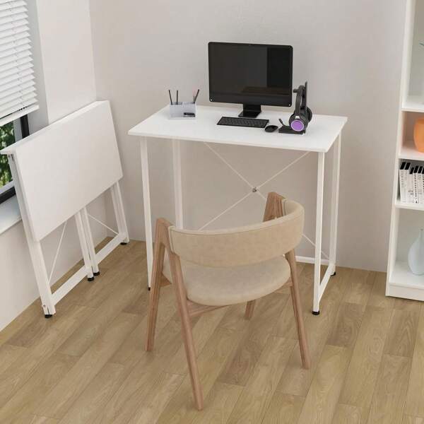 Klappbarer Schreibtisch für kleine Räume Klappbarer Computertisch für das Home Office Arbeitsplatz im Industriestil Metallbeine 80x40x74cm