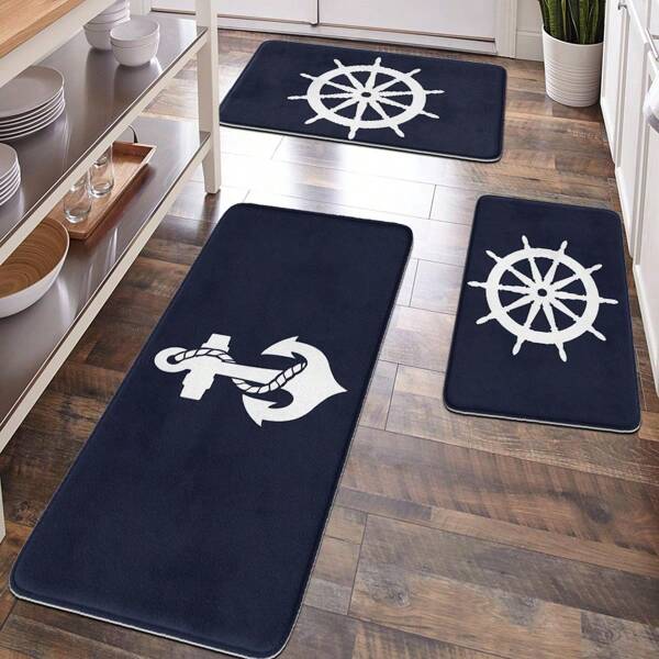 1 قطعة سجادة باب مطبوعة بالمثلث والمرساة، ديكور المطبخ، سجادة المطبخ، طقم الحمام، هدية، سجادة المدخل، سجادة الحمام، سجادة حمام مانعة للانزلاق، ديكور حمام المنزل، سجادة حمام، سجادة أرضية، سجادة خارجية، سجادة باب، ديكور الخريف، اكسسوارات الحمام، ديكور مدخل المنزل