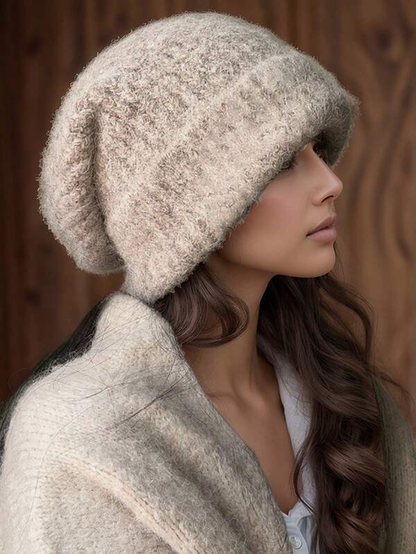 1 [Cappello lavorato a maglia] Cappello invernale in lana lungo, cappello in lana oversize, cappello lavorato a maglia, berretto da donna, paraorecchie antifreddo