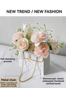 2 piezas de bolsas de regalo florales de papel impermeable, con asas, totes con cadena metálica rectangular, adecuadas para floristas, bodas, fiestas, cumpleaños