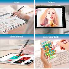 Vmingo Lapiz Tactil Tablet Capacitivo Regalo Boligrafo Doble Punta Optico Stylus Universal Pluma Touch - Plateado - Ver 2