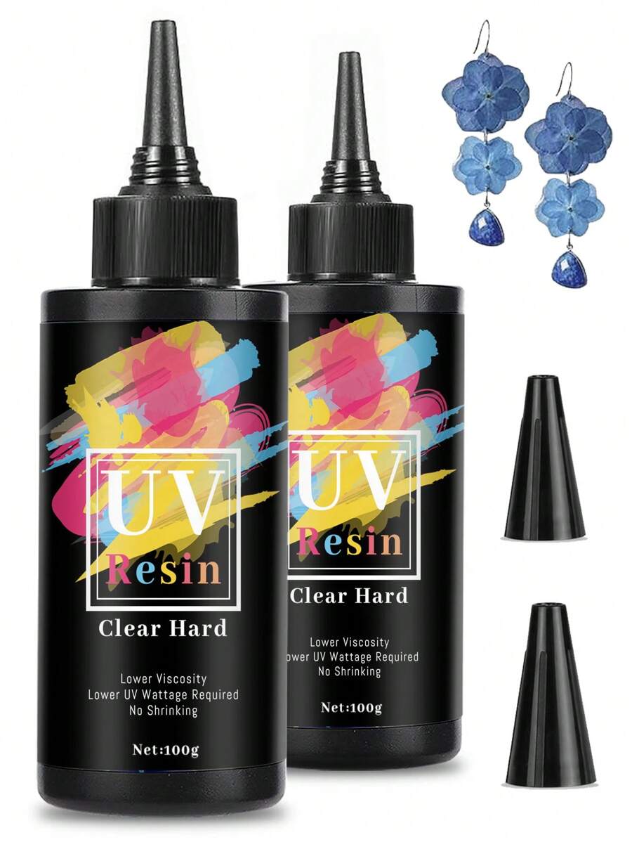 LET'S RESIN - Juego De Resina UV Transparente Transparente De 17.64 Oz Y 7.05 Onzas De Resina UV De Baja Viscosidad