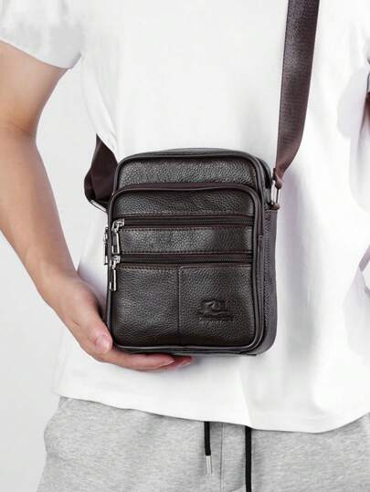 1 peça Bolsa transversal masculina vintage de couro de vaca genuíno - Alça ajustável, vários compartimentos, bolsa de ombro clássica de negócios para trabalho, viagens e uso diário Bolsa para homens Presentes para homens Bolsas laterais de Natal para homens Bolsa de ombro Itens essenciais para viagens Itens essenciais para férias Bolsa tiracolo para acampamento para homens Verão Volta às aulas Bolsa vintage de verão Férias de primavera Bolsa de férias Bolsa transversal