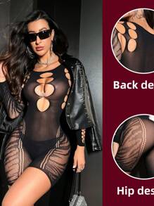 Conjunto de lencería sexy, pijama sexy, mono de estilo discoteca seductor, calcetines de malla, ropa de malla transparente, adecuado para 80 a 160 libras, estilo de San Valentín. Agotado y retirado