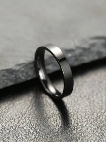 1pc Customized Minimalist Handwritten Text Stainless Steel 4mm Wide Ring, Engraved Anniversary, Gift For Lover, Family, Festival