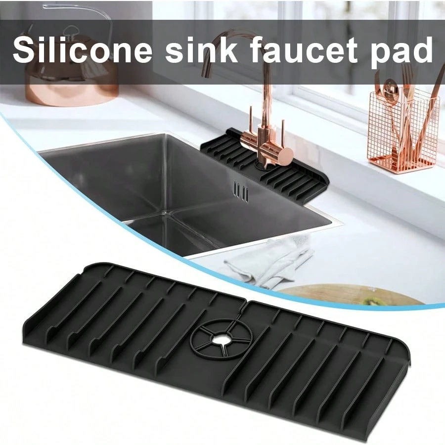 Silicone Kitchen Dish Drying Mat, Bathroom Sink Draining Mat, Splash ...