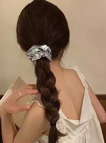 1 szt. Eleganckie spiralne gumki do włosów w kolorze srebrnym, elastyczna gumka do włosów, luksusowa gumka do koka, szykowne akcesoria do włosów, modna gumka do włosów, prezent dla niej, gumki do włosów, gumki do włosów, gumki do włosów, strój sportowy na siłownię