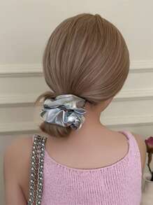 1 szt. Eleganckie spiralne gumki do włosów w kolorze srebrnym, elastyczna gumka do włosów, luksusowa gumka do koka, szykowne akcesoria do włosów, modna gumka do włosów, prezent dla niej, gumki do włosów, gumki do włosów, gumki do włosów, strój sportowy na siłownię