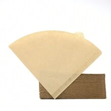 100pcs Coffee Filter Paper, V-Shaped Unbleached Natural Paper Filter, Disposable Pour Over Cone Coffee Filters, For Coffee Dripper And Coffee Maker - Beige - View 6
