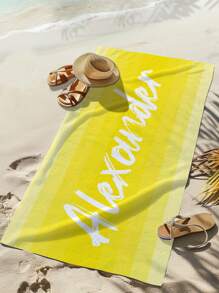 1pc Customized Ombre Color Multi-Color Graphic Microfiber Beach Towel, Fashionable Pool/Beach/Travel Blanket For Vacation, Leisure, Multi-Functional, Anti-Mold, Ornamental, Reusable, Exquisite, Stylish, High-Quality, Adorable, Modern, Colorful, Soft, Comfortable, Custom, Unique, Personalized, Ideal Gifts For Him, Ideal Gifts For Her, Her, Boyfriend, Girlfriend, Dad, Mom, Family, Friends, Son, Daughter, Kids, Kitchen, Dining Room, Bedroom, Office, Living Room, Home, Garden, Tea Room Summer Holiday Bathroom Decor Beach Essentials,Vacay Vibes - Multicolor - View 65
