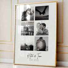 1 szt., spersonalizowana sztuka ścienna ze zdjęciem pary, spersonalizowany plakat ze zdjęciem w sześciu kratkach, prezent na walentynki, prezent na rocznicę, dekoracja sypialni, dekoracja salonu, dekoracja biura, bezramkowa, walentynki, prezenty dekoracyjne na walentynki urodziny ukończenie szkoły