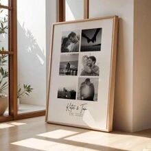 1 szt., spersonalizowana sztuka ścienna ze zdjęciem pary, spersonalizowany plakat ze zdjęciem w sześciu kratkach, prezent na walentynki, prezent na rocznicę, dekoracja sypialni, dekoracja salonu, dekoracja biura, bezramkowa, walentynki, prezenty dekoracyjne na walentynki urodziny ukończenie szkoły